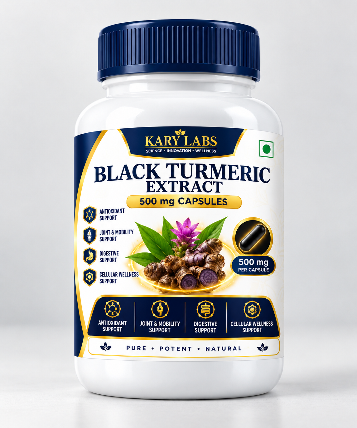 Kary Labs Black Turmeric Extract Capsules 500mg